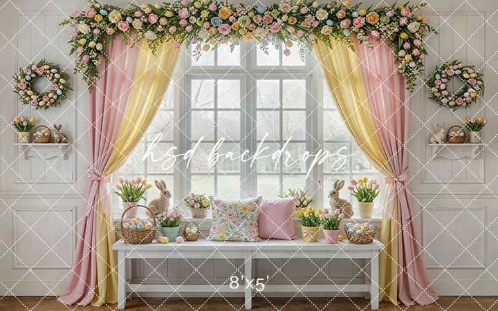 Pastel Bloom Window – Easter Floral Backdrop