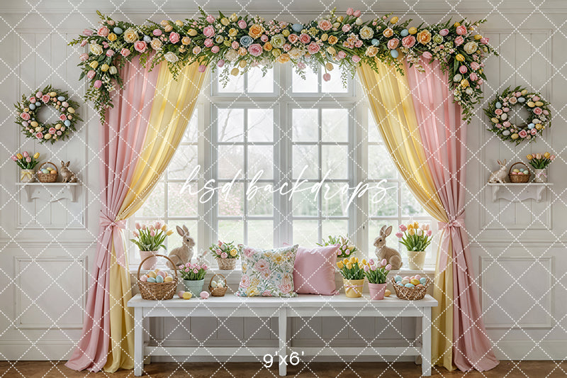 Pastel Bloom Window – Easter Floral Backdrop