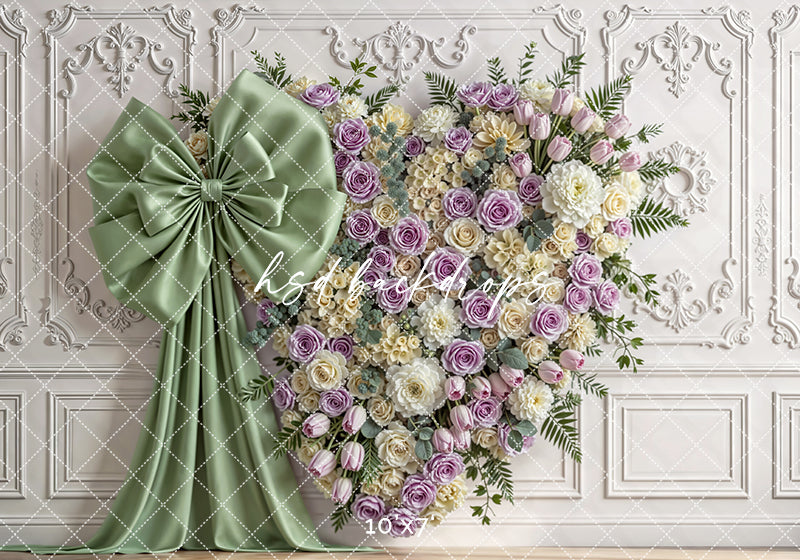 Sage & Lavender Heart Wall – Spring Floral Backdrop | HSD Backdrops