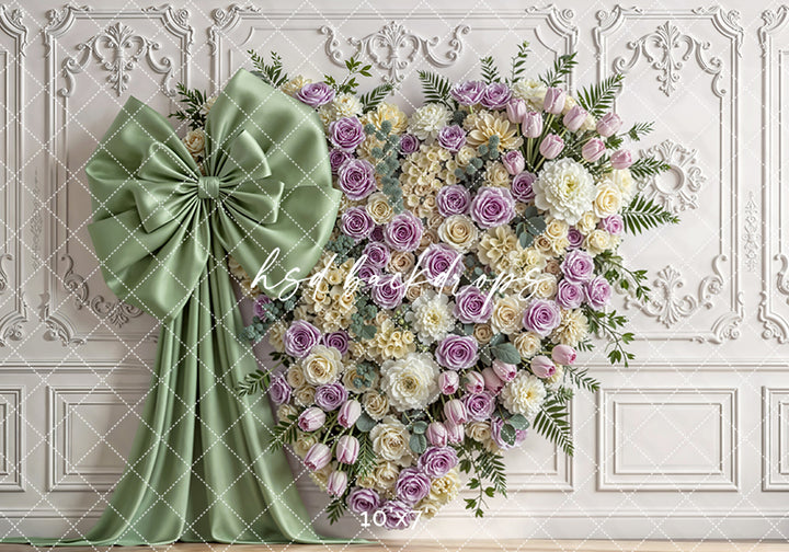 Sage & Lavender Heart Wall – Spring Floral Backdrop | HSD Backdrops