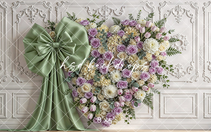 Sage & Lavender Heart Wall – Spring Floral Backdrop | HSD Backdrops