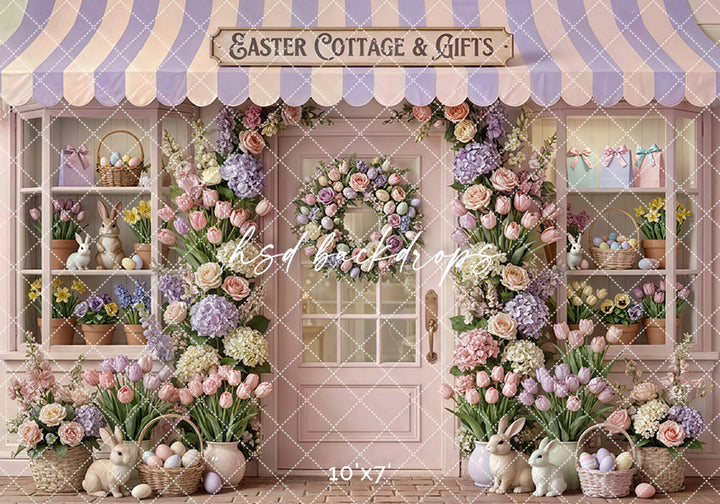 Blush &amp; Lavender Cottage &amp; Gifts Photography Backdrop – Spring Storefront Design | HSD Backdrops