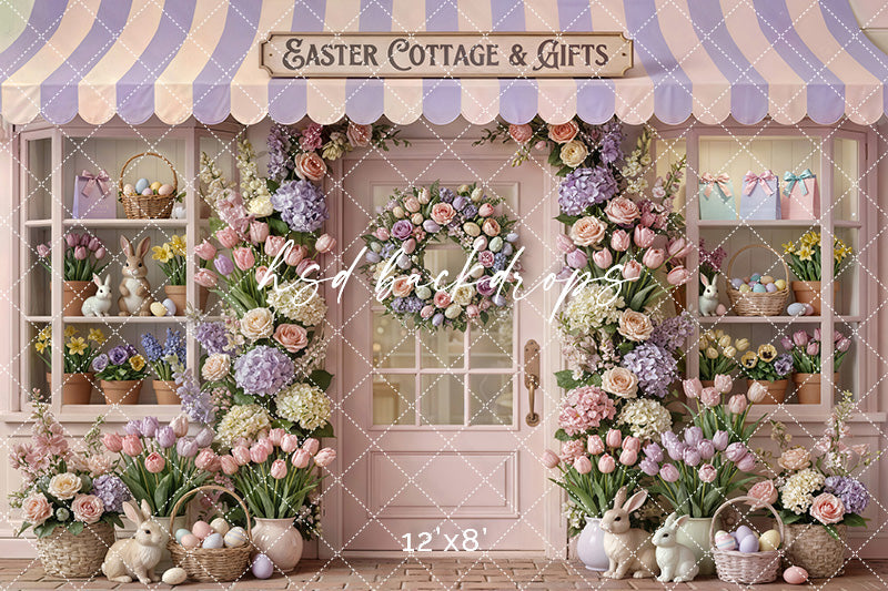Blush &amp; Lavender Cottage &amp; Gifts Photography Backdrop – Spring Storefront Design | HSD Backdrops