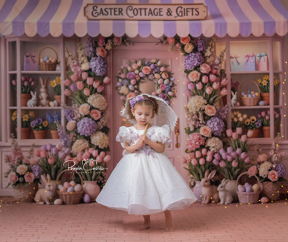Blush &amp; Lavender Cottage &amp; Gifts Photography Backdrop – Spring Storefront Design | HSD Backdrops
