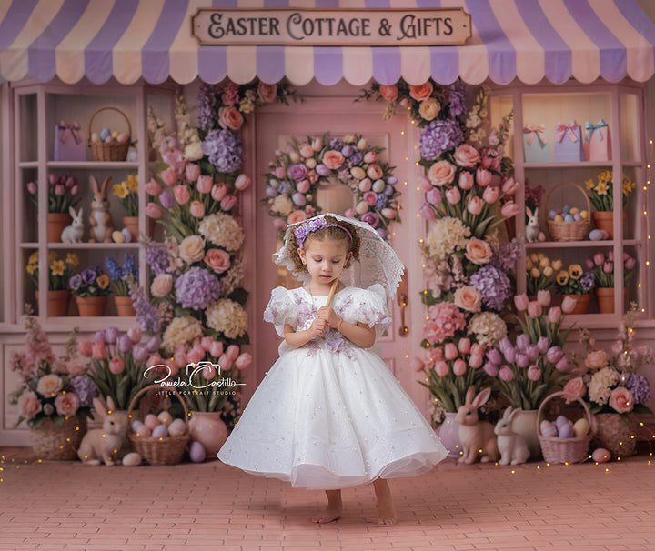 Blush &amp; Lavender Cottage &amp; Gifts Photography Backdrop – Spring Storefront Design | HSD Backdrops