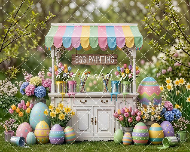 Easter Egg Painting Cart – Pastel Spring Backdrop