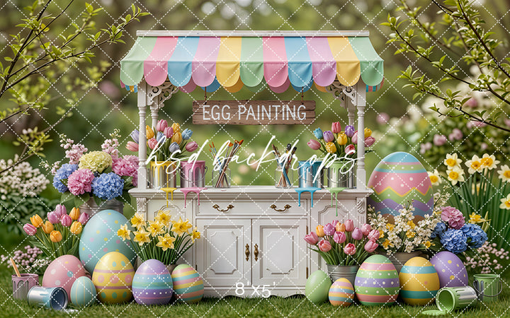 Easter Egg Painting Cart – Pastel Spring Backdrop