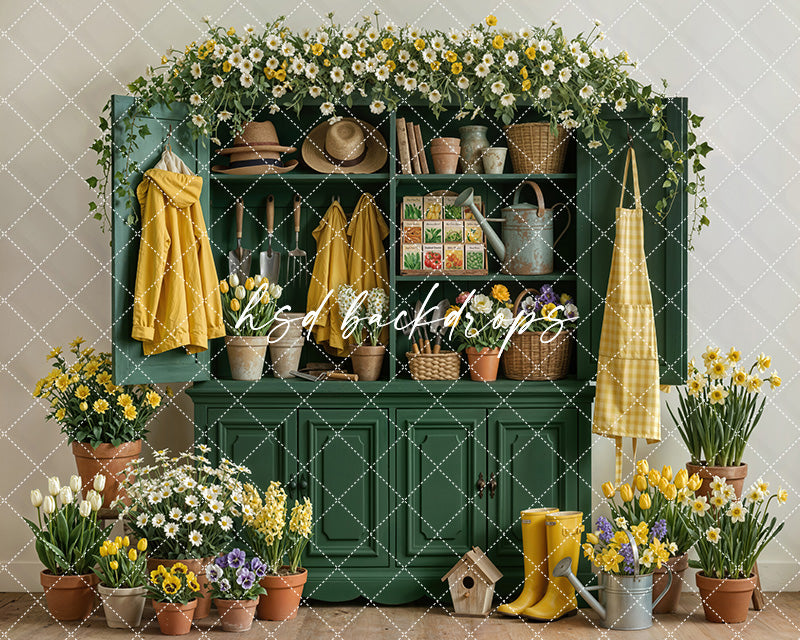 Garden Hutch Bloom – Spring Potting Studio Backdrop | HSD