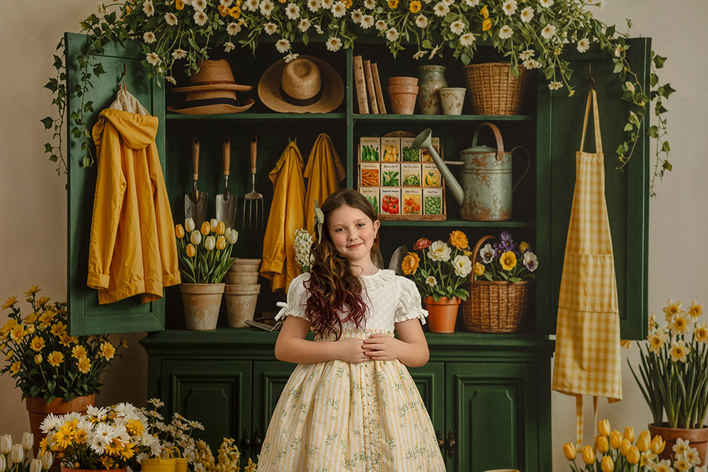 Garden Hutch Bloom – Spring Potting Studio Backdrop | HSD Backdrops
