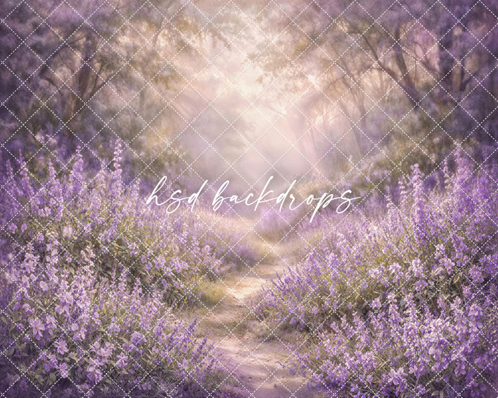 Lavender Wildflower Meadow Photography Backdrop – Dreamy Purple Field Portrait Scene | HSD Backdrops