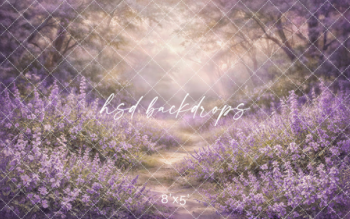 Lavender Wildflower Meadow Photography Backdrop – Dreamy Purple Field Portrait Scene | HSD Backdrops