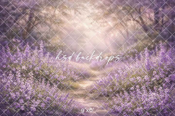 Lavender Wildflower Meadow Photography Backdrop – Dreamy Purple Field Portrait Scene | HSD Backdrops