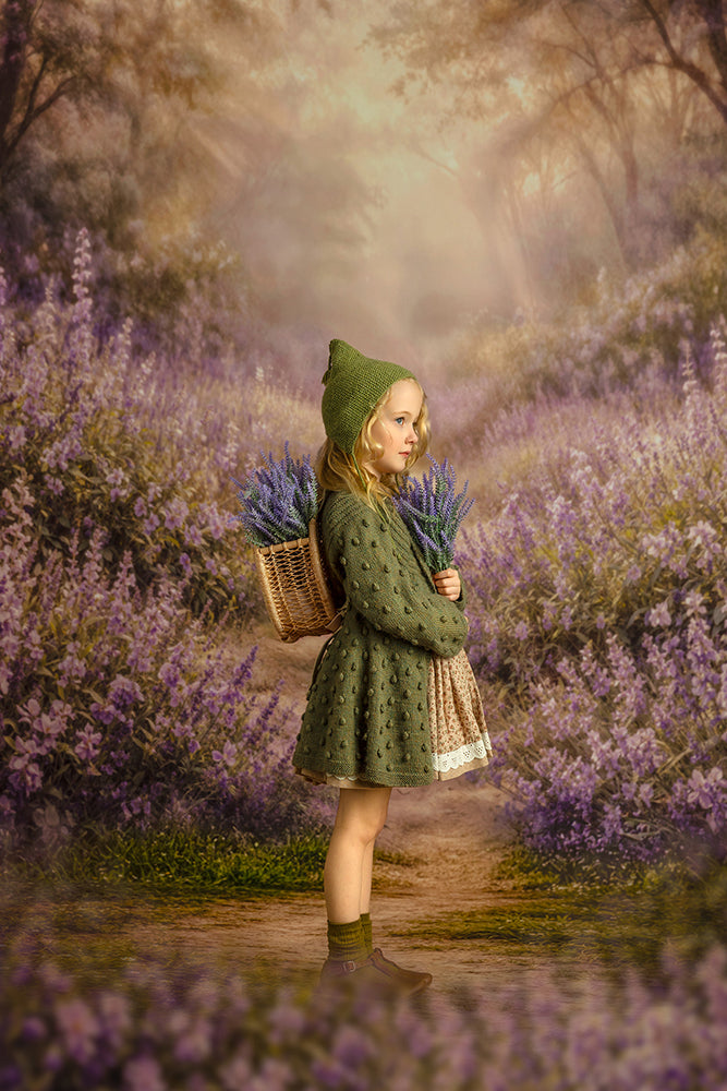 Lavender Wildflower Meadow Photography Backdrop – Dreamy Purple Field Portrait Scene | HSD Backdrops
