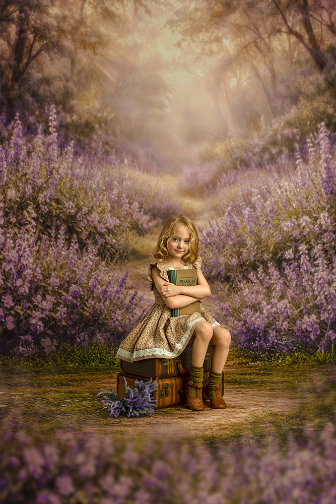 Lavender Wildflower Meadow Photography Backdrop – Dreamy Purple Field Portrait Scene | HSD Backdrops