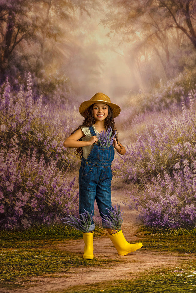 Lavender Wildflower Meadow Photography Backdrop – Dreamy Purple Field Portrait Scene | HSD Backdrops