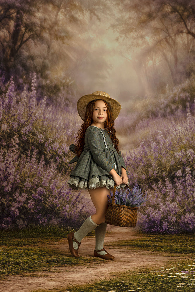 Lavender Wildflower Meadow Photography Backdrop – Dreamy Purple Field Portrait Scene | HSD Backdrops