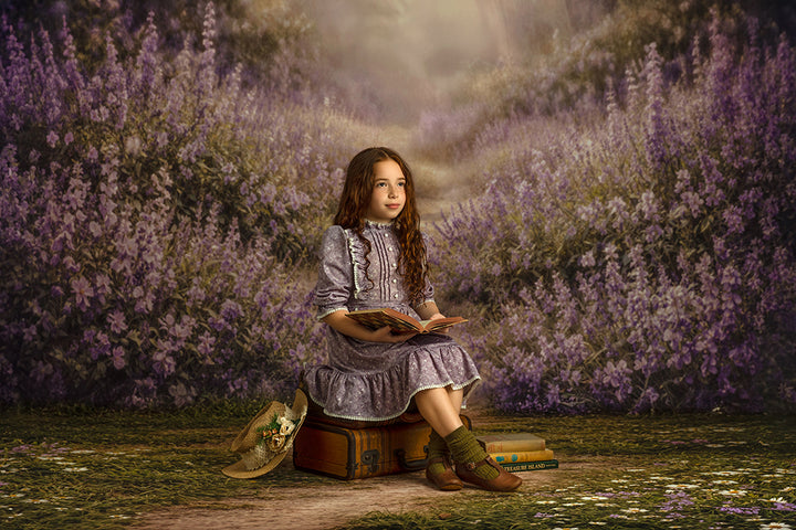 Lavender Wildflower Meadow Photography Backdrop – Dreamy Purple Field Portrait Scene | HSD Backdrops
