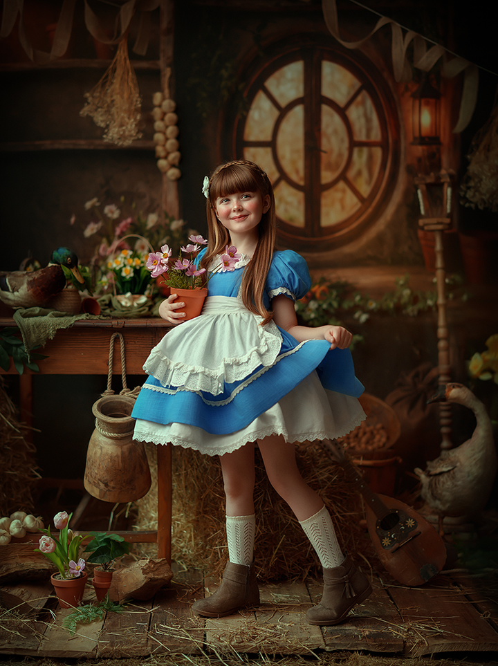 Rustic Woodland Potting Shed Photography Backdrop – Enchanted Garden Studio Scene | HSD Backdrops