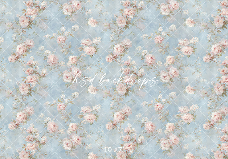Vintage Blue Floral Photography Backdrop – Romantic Rose Portrait Desi ...