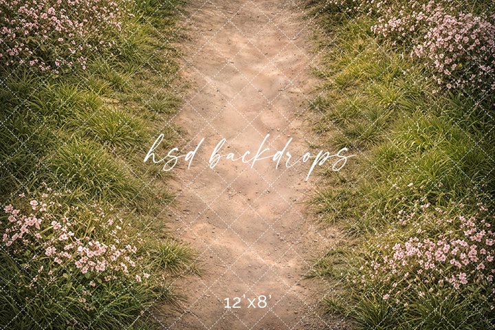 Spring Blossom Meadow Path Photography Floor Backdrop – Garden Portrait Scene | HSD Backdrops