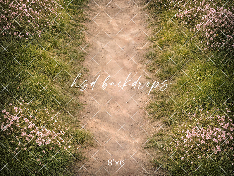 Spring Blossom Meadow Path Photography Floor Mat – Garden Portrait Companion Floor | HSD Backdrops
