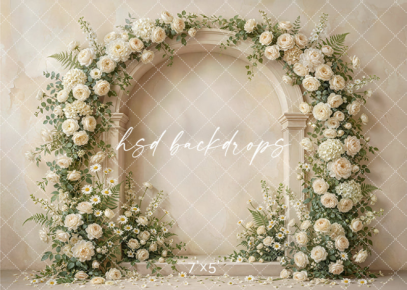 Greeniery Backdrop Arch Ivory Garden Floral Arch Photography Backdrop – Elegant Spring Portrai ...