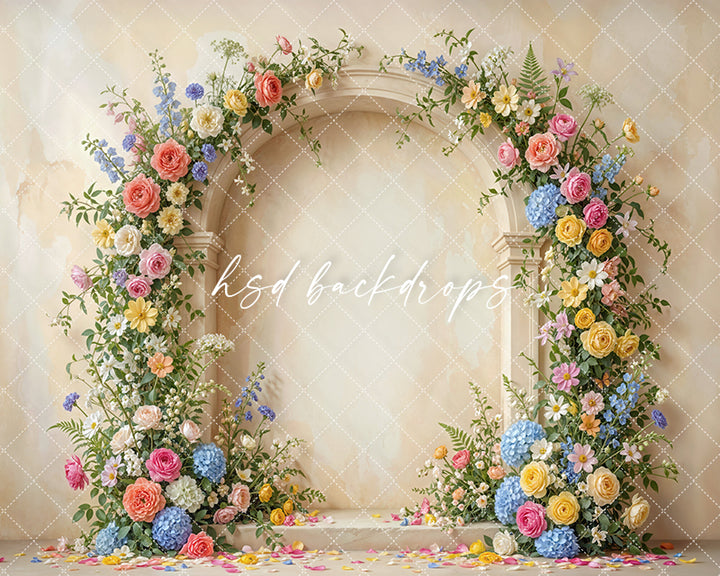 Colorful Botanical Arch Photography Backdrop – Fresh Spring Portrait Scene | HSD Backdrops