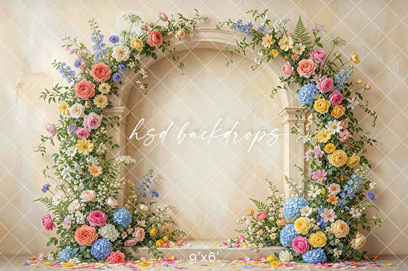 Colorful Botanical Arch Photography Backdrop – Fresh Spring Portrait Scene | HSD Backdrops