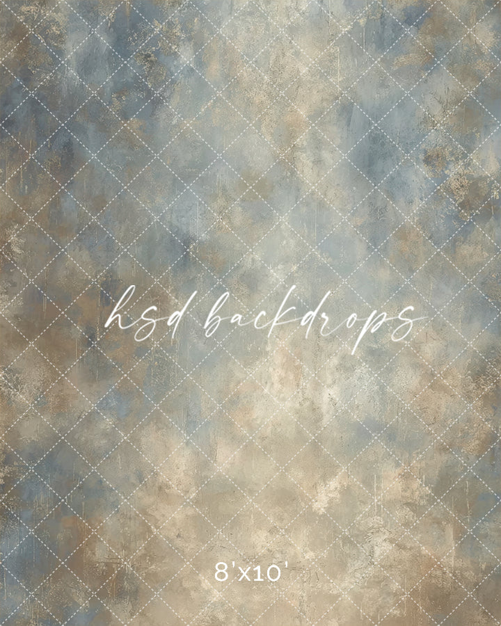 Stonewashed Serenity photography backdrop with soft blue and beige textures.