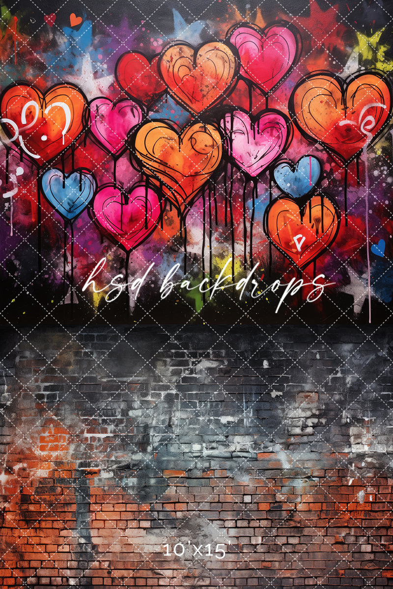 Graffiti Hearts (sweep options) - HSD Photography Backdrops 
