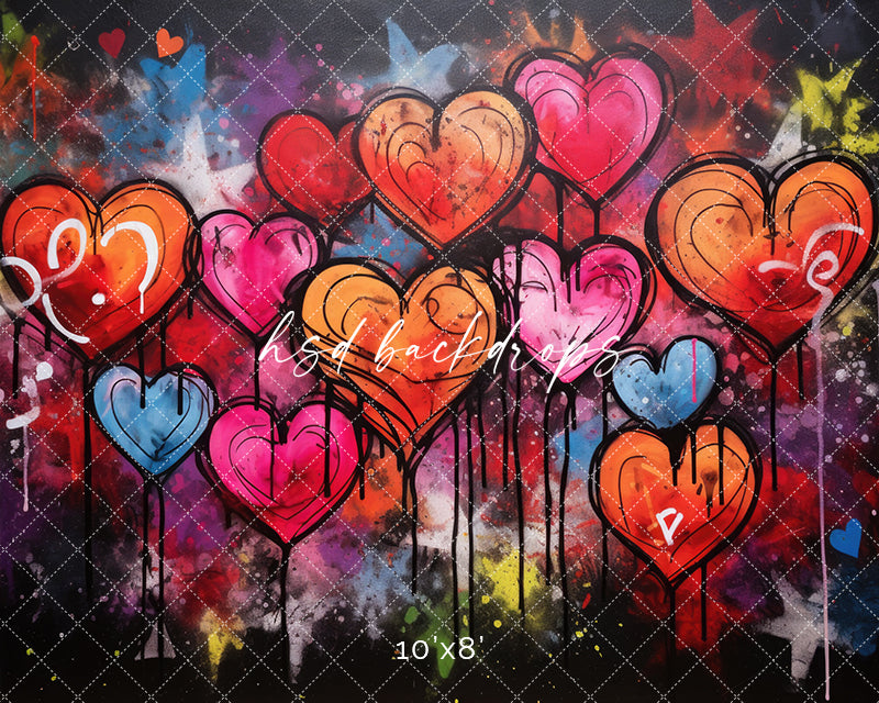 Graffiti Hearts - HSD Photography Backdrops 