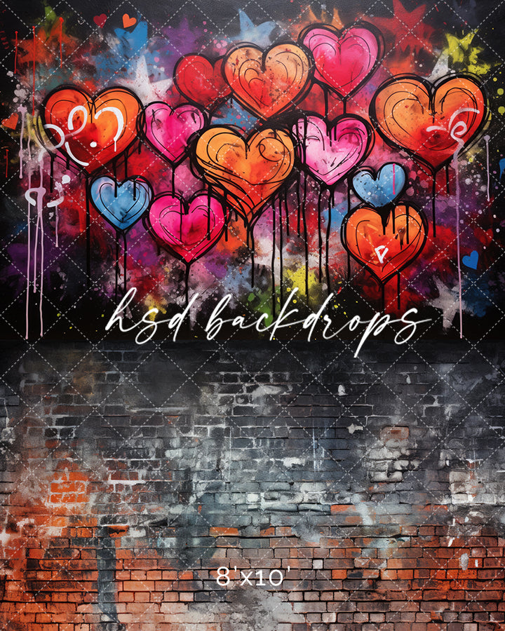 Graffiti Hearts (sweep options) - HSD Photography Backdrops 