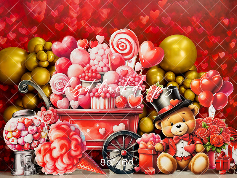 Valentine's Day Balloon Backdrop for Birthday Cake Smash Portraits