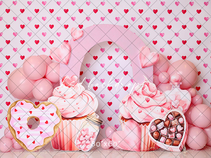 Valentines Day Cake Smash Birthday Backdrop for Pictures