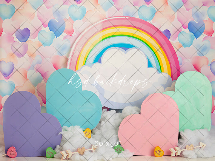 Valentine's Day Photoshoot Backdrop | Rainbow Hearts