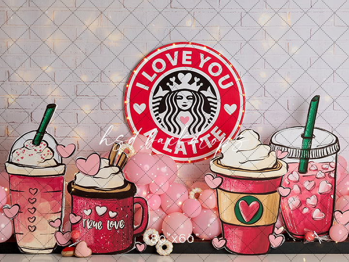 Valentines Day Themed Photo Backdrop | Love You A Latte