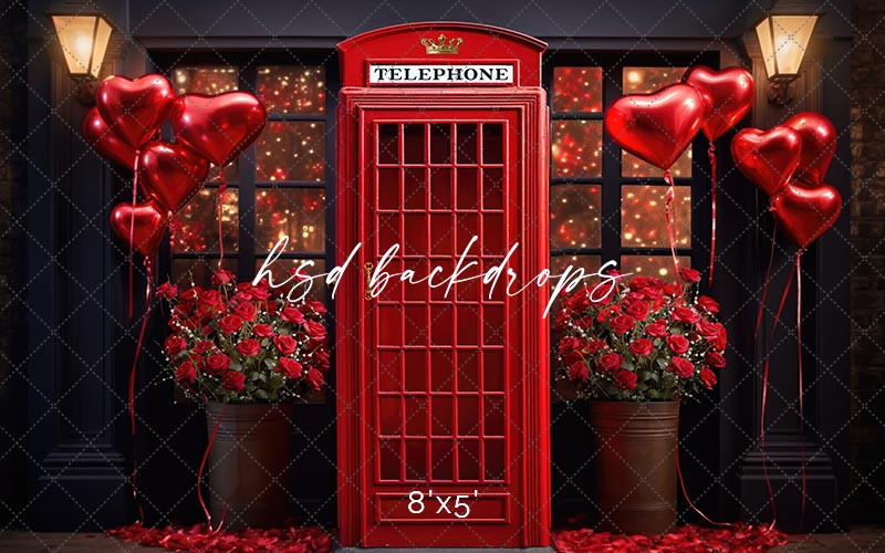 Valentine's Day Photography Backdrop for Pictures | Vintage Phone Booth