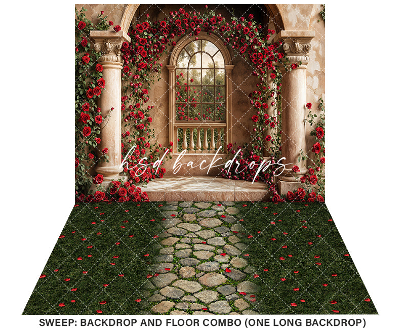 Climbing Red Roses Columns (sweep options) - HSD Photography Backdrops 
