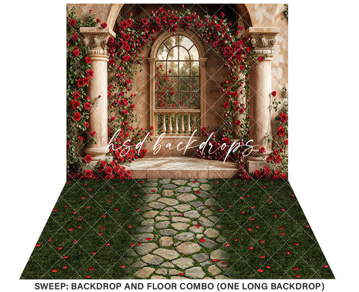 Climbing Red Roses Columns (sweep options) - HSD Photography Backdrops 