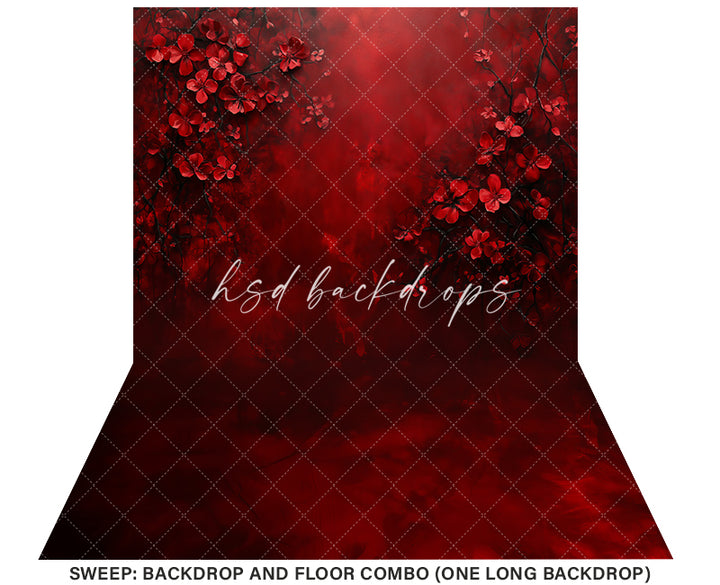 Romantic Red Blossoms (sweep options) - HSD Photography Backdrops 