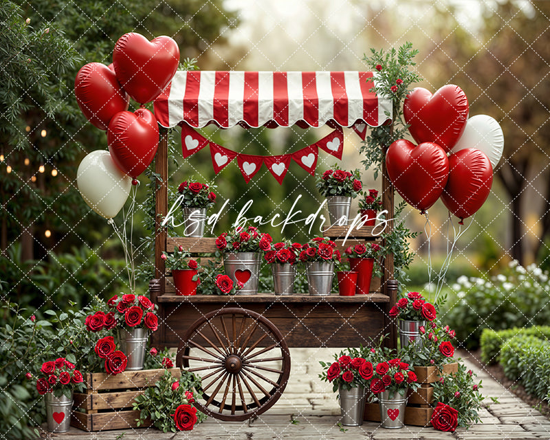 Heart Cart Market – Valentine’s Day Photography Backdrop