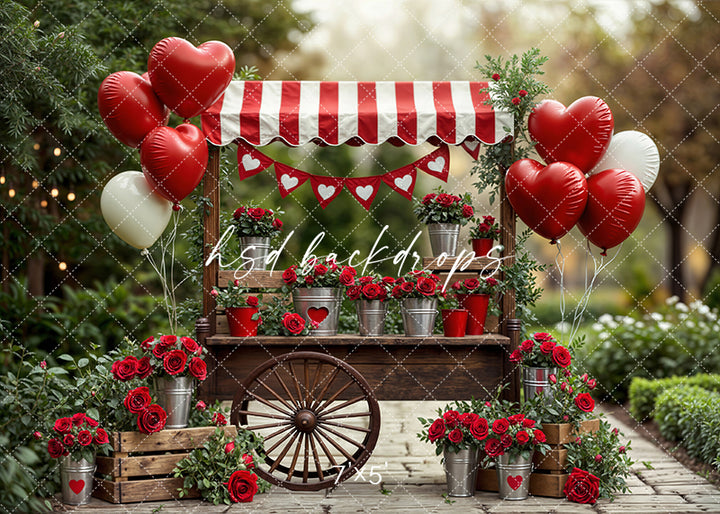 Heart Cart Market – Valentine’s Day Photography Backdrop