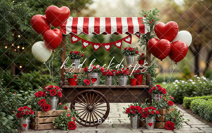 Heart Cart Market – Valentine’s Day Photography Backdrop