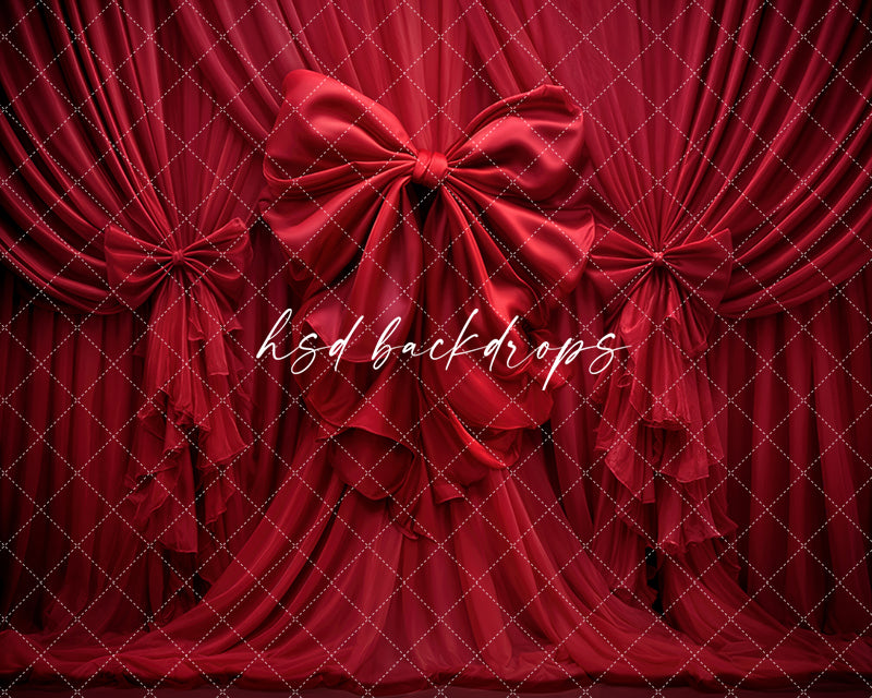 Scarlet Satin Bow – Red Draped Fabric Photography Backdrop