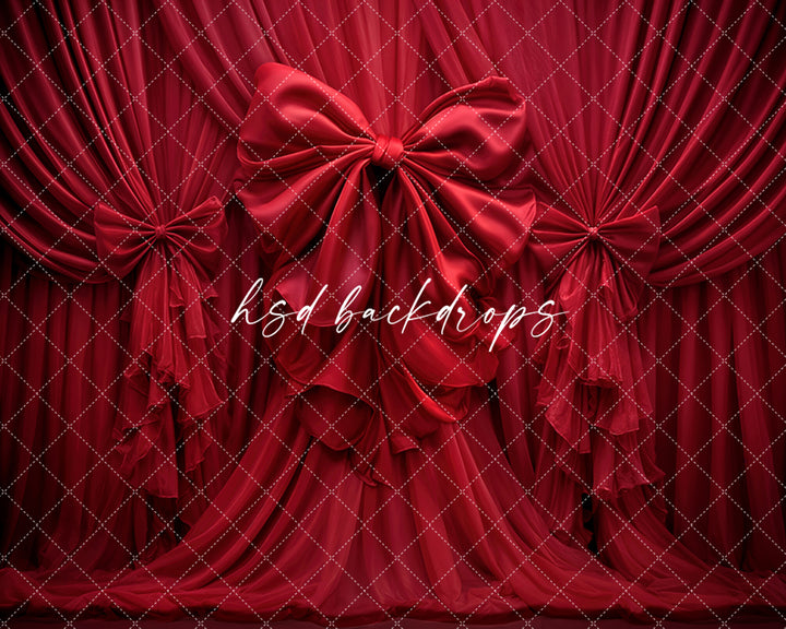Scarlet Satin Bow – Red Draped Fabric Photography Backdrop