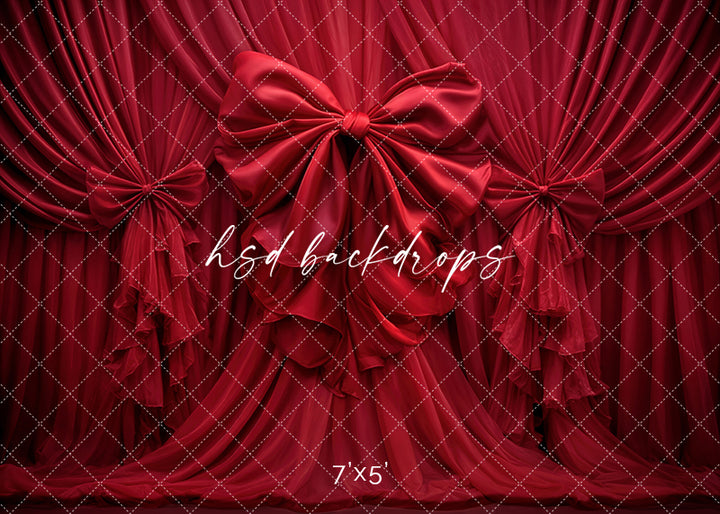 Scarlet Satin Bow – Red Draped Fabric Photography Backdrop