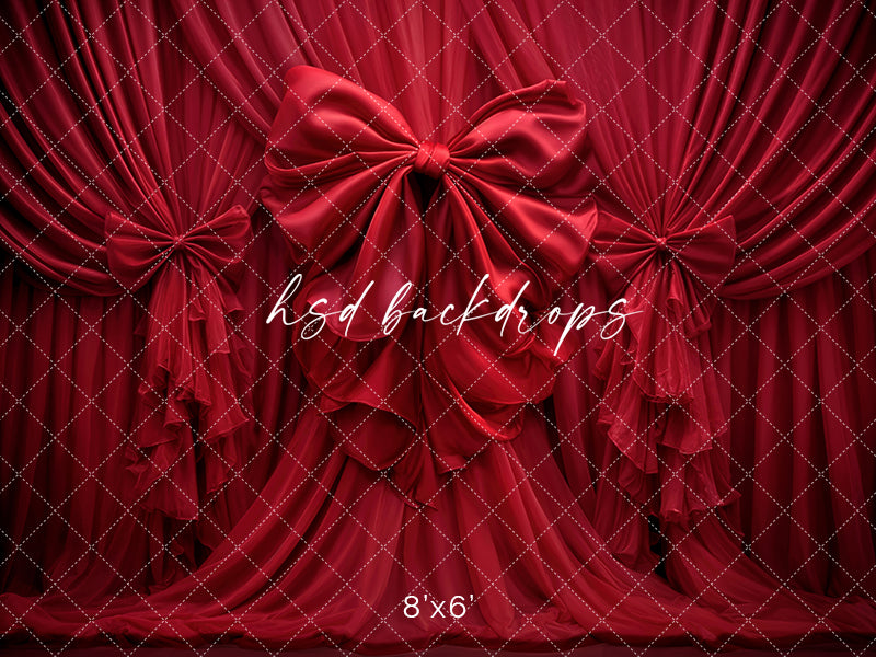 Scarlet Satin Bow – Red Draped Fabric Photography Backdrop