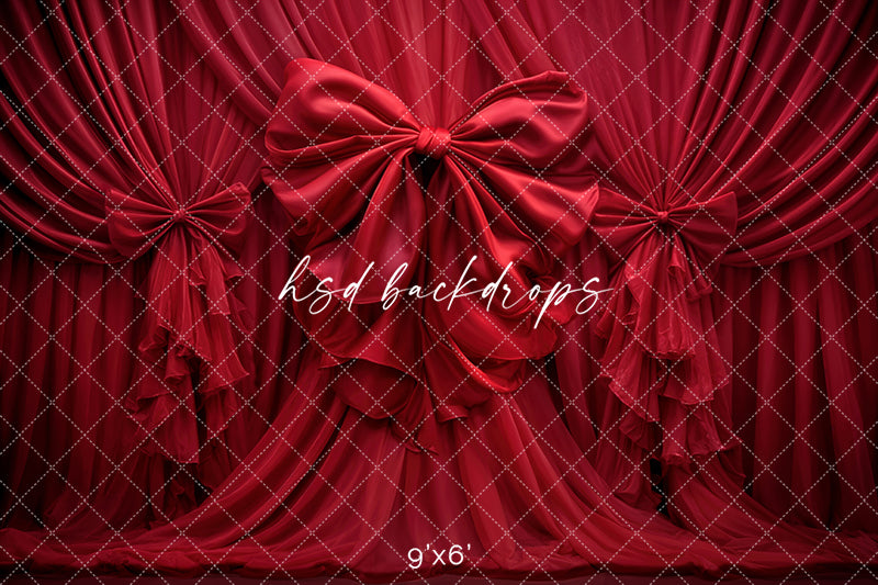 Scarlet Satin Bow – Red Draped Fabric Photography Backdrop