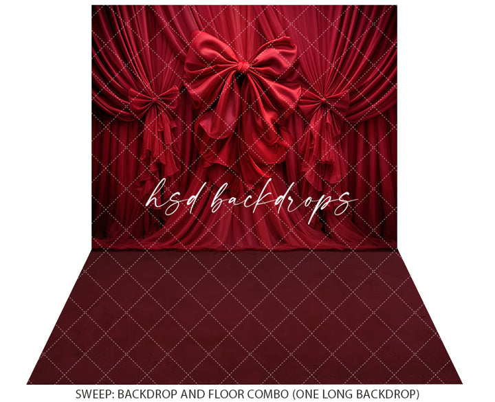 Scarlet Satin Bow – Red Draped Fabric Photography Backdrop