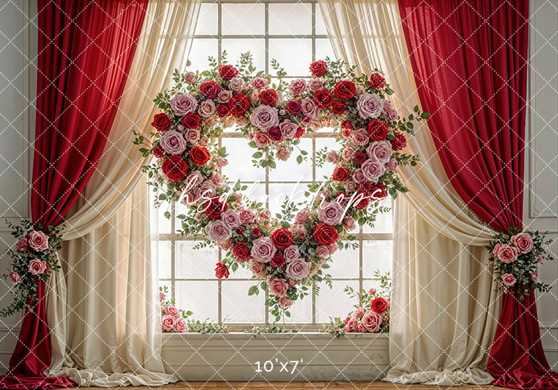 Heart of Roses Window – Valentine’s Day Photography Backdrop